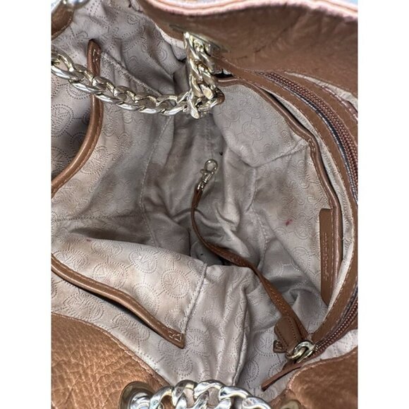 Michael Kors MK SILVER Leather Tote shoulder Bag purse Crossbody Silver chain - Picture 8 of 9